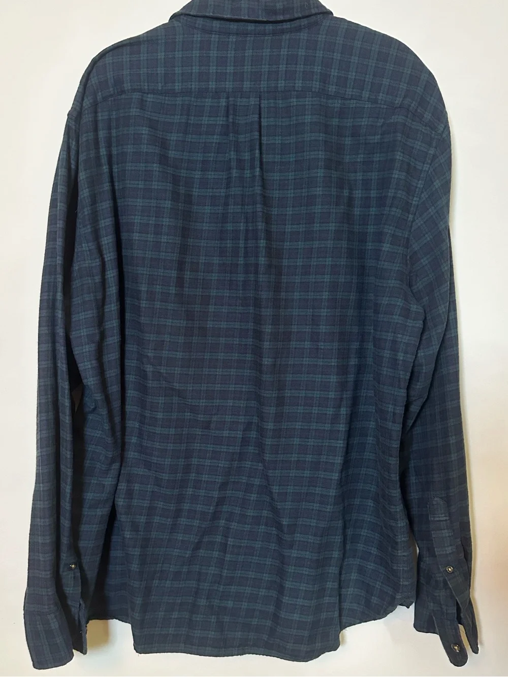 J.Crew Men’s Size XL Flannel Cashmere Cotton Blend Green Navy Plaid Button Down